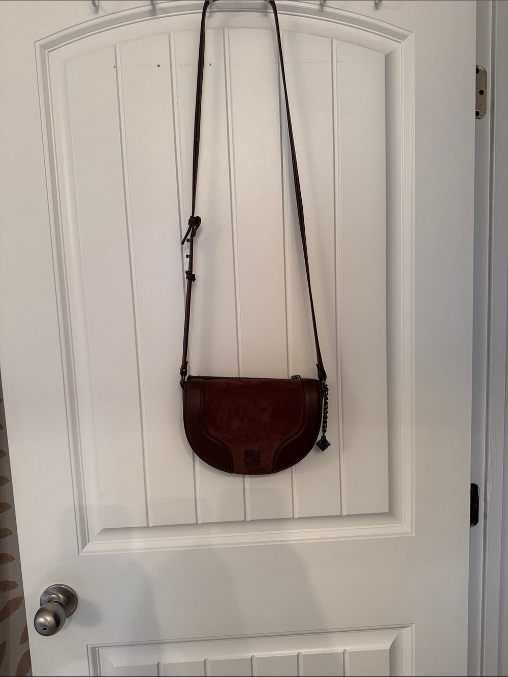 Steve Madden Brown Suede Crossbody Saddle Bag